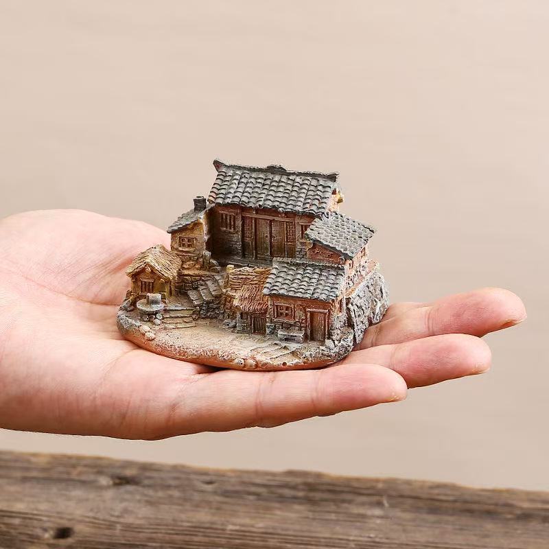 Bonsai Garden China - Figurine de maison ancienne rustique chinoise,